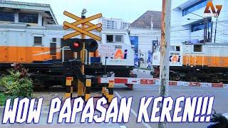 BEST MOMENT‼️ Kereta Api Papasan di depan perlintasan BRAGA Kereta Api MALABAR dan ARGO WILIS‼️