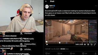 xQc reacts to BruceDropEmOff statement saying he wanted All Juicers Killed & makes Bomb Threat