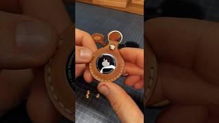 Making AirTag keychains of Horween Shell Cordovan learher #leathercrafter