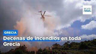 Decenas de incendios en toda Grecia uno de ellos en la barriada de Koropi en Atenas