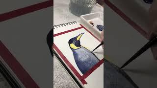 Watercolor Penguin Sketch - #shorts
