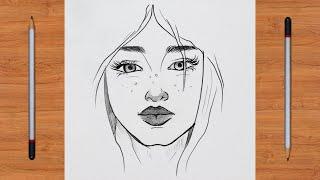 آموزش نقاشی  آموزش نقاشی صورت  نقاشی چهره دختر  آموزش نقاشی سیاه قلم ساده  طراحی چهره با مداد