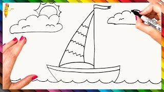 How To Draw A Boat Step By Step  Boat Drawing Easy