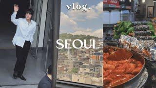 seoul vlog 1 seeing BTS at inkigayo & m-countdown ◍ bts anniversary cafes gwangjang market