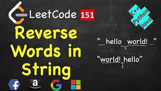 Reverse Words in a String  LeetCode 151  C++ Java Python