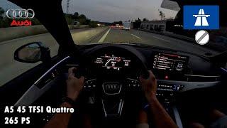 Night POV Drive  2024 Audi A5 45 TFSI S-Line Quattro  265 PS  ASMR  German Autobahn  High Speed