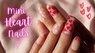 Mini Hearts Gel Nails   Easy at Home Tutorial  Self Nails