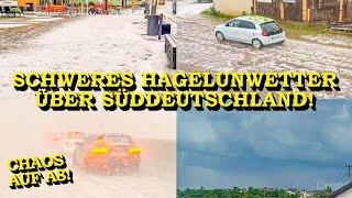 +++ SCHWERES HAGELUNWETTER IM SÜDEN +++ HAGELMASSEN AUF A8 SORGEN FÜR CHAOS  STRASSEN ÜBERSCHWEMMT