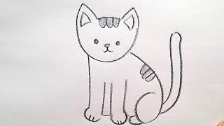 how to draw cat drawing easy step by step