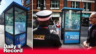 Banksy claims new swimming fish artwork on central London police box