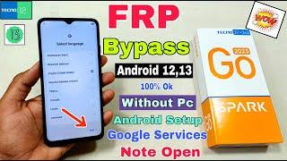 Tecno Spark Go 2023 BF7 FRP Bypass  New Trick  Android Setup Note Open  Apps Note Disable 
