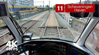 Racing an Intercity train   HTM Line 11   The Hague  4K Tram Cabview  Siemens Avenio