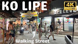 KOH LIPE ISLAND Thailand Walking Street Nightlife - Walk-through from Beach Entrance New 2024 4K