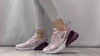 Nike Air Max 270 pink and wine on feet