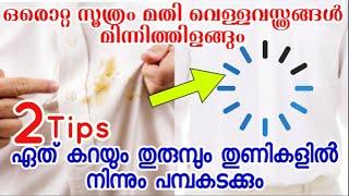 വെള്ള തുണികൾ ഇങ്ങനെ കഴുകി നോക്കൂ പളപളാന്ന് മിന്നുംHow to remove stains from white clothsHome tips