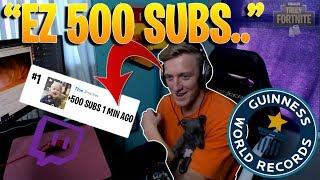 Tfue Breaks a WORLD RECORD & Gets 500 TWITCH SUBS in ONE Minute