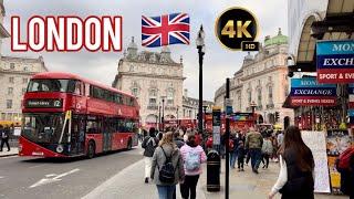 London City Walk Piccadilly Circus Regent and Oxford Street 4K HD UK  February 16 2024