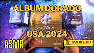 ASMR Album Dorado Copa America 2024 destapando sobres