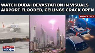 Dubai Floods Break Record Ceilings Crack Open Cars Submerged Red Alert UAE Comes To Standstill