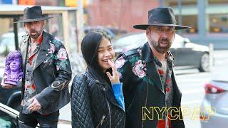 Nicolas Cage  and wife Riko Shibata do some shopping  in Soho New York after Thanksgiving