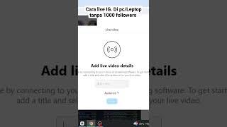 Cara live INSTAGRAM di PC Leptop#liveinstagram