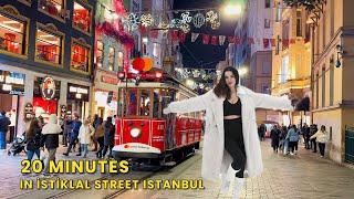 20 MINUTES IN MOST FAMOUS STREET ISTANBUL -ISTIKLAL STREET ISTANBUL NIGHTLIFE 4K - 4K WALKING TOUR
