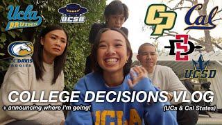 COLLEGE DECISIONS REACTIONS VLOG + announcing where im going to college  UCs and Cal States
