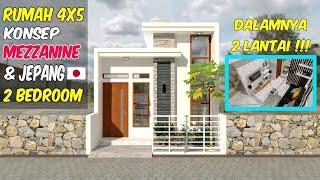 Desain Rumah Minimalis Mezzanine 4x5 Ala Jepang - 2 Kamar Tidur