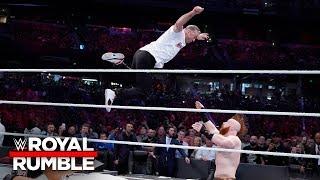 Shane McMahon leaps from the top rope to take down Sheamus Royal Rumble 2019 WWE Network