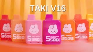 TAKI V16 DISPOSABLE VAPE KIT 5500 PUFFS Type-C Charging Port Replacable pod Mesh coil