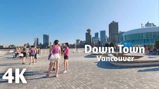 Walking tour Vancouver Downtown in Weekend Waterfront 4K 60fps