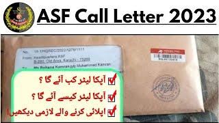 ASF Call Letter 2023  ASF Selection Letter 2023  ASF Call Letter 2023 Last Date  ASF Letter  ASF