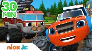 Blaze Fire & Police Emergency Rescues  w AJ & Watts  30 Minute Compilation  Nick Jr.