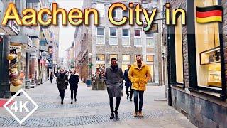 4K Cloudy Day City Walk - Video Tour of Aachen City - West Germany City Walk