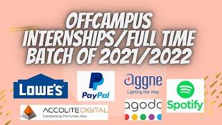 Off campus drive for 2021 batch  2022 batch  Offcampus placement
