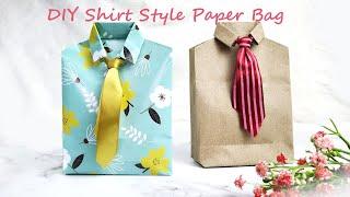 DIY Small Shirt Style Paper Bag for Him  Easy Gift Wrapping Idea