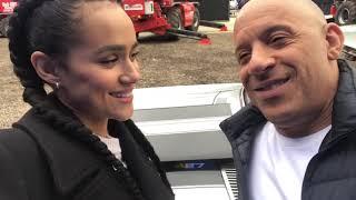 Vin Diesel and Nathalie Emmanuel on F9 set