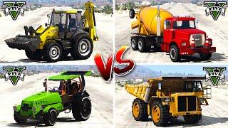 Backhoe Loader JCB vs Tractor vs Dump Truck vs Mixer Truck - GTA 5 Cars Which is Best?