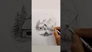 Beautiful Scenery Easy Drawing #shorts #youtubeshorts #viralvideo #scenery #pencildrawing #drawing