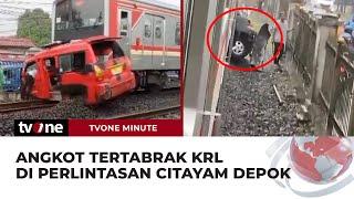 Angkot Ringsek Usai Tertabrak KRL di Antara Stasiun Citayam dan Depok  tvOne Minute