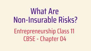 What Are Non-Insurable Risks? Entrepreneurship Class 11 Chapter 4