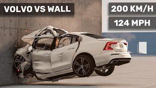 Volvo S60 crashes to the WALL  200 kmh  Realistic Crash Test