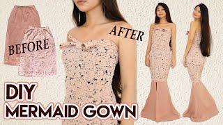 DIY Turn Skirts Into Mermaid Gown  Long Dress Party  Prom  Wedding Transformation Baju Indonesia