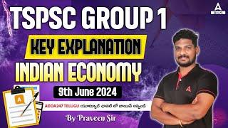 TSPSC Group 1 Key 2024  TSPSC Group 1 Prelims Indian Economy Paper Analysis with Answer Key