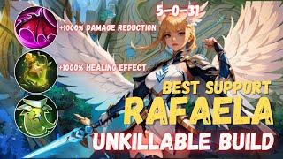 UNKILLABLE RAFAELA BUILD DAMAGE REDUCTION + HEALING EFFECT  RAFAELA BEST BUILD 2024  MLBB