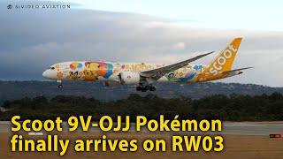 Pokémon - Scoot 9V-OJJ Pikachu Jet arriving on RW03 at Perth Airport.