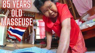 85 years Old Blind Thai massage Lady Great Massage. Fishing a river in Thailand Off A bridge