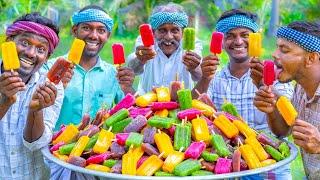 KUCHI ICE  FRUIT POPSICLES  Healthy Homemade Colorful Popsicle Making in Village  Stick Ice Cream