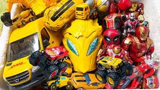 New Transformer Generations Giant BUMBLEBEE & SUPERHERO  Mc Queen Truck JCB Accident DOWN OF DEATH