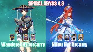 C0 Wanderer Hypercarry & C0 Nilou Hypercarry  Spiral Abyss 4.8  Genshin Impact